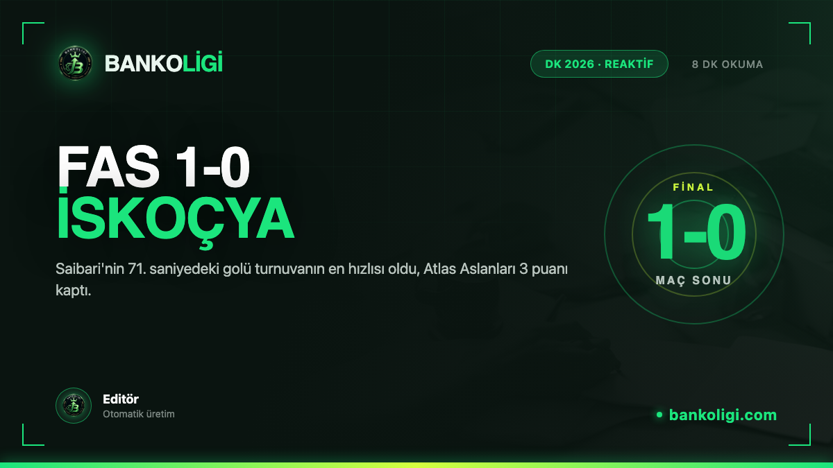 Fas 1-0 İskoçya: Saibari'nin 71. Saniye Golü Atlas Aslanları'nı Uçurdu